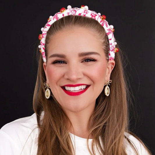 ohio state floral toile logo headband