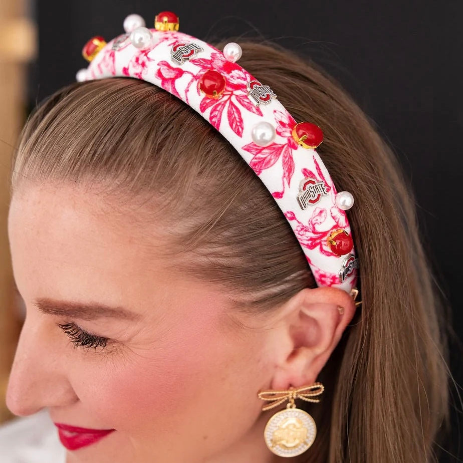 ohio state floral toile logo headband