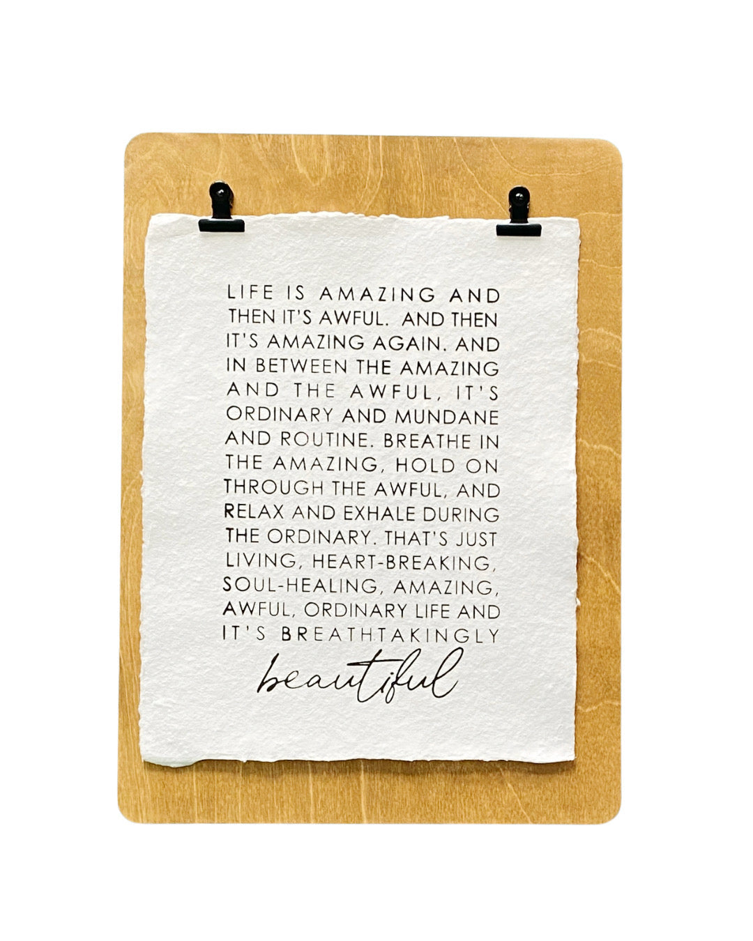 life is amazing handmade paper print
