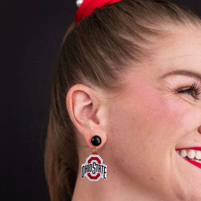 ohio state mini logo earrings