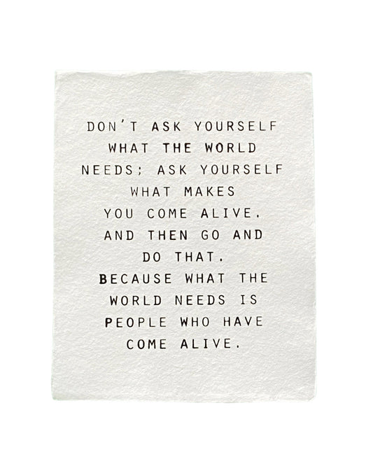 don't ask yourself handmade paper print