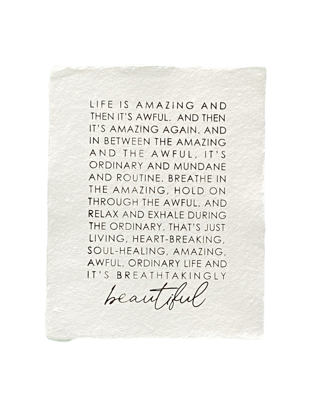 life is amazing handmade paper print