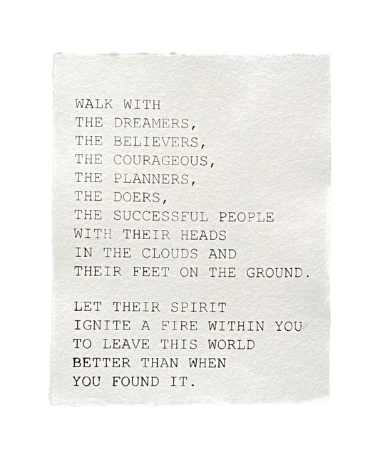 walk with the dreamers handmade paper print