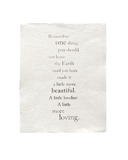 remember one thing handmade paper print