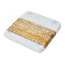 Load image into Gallery viewer, marble &amp; mango wood square coaster
