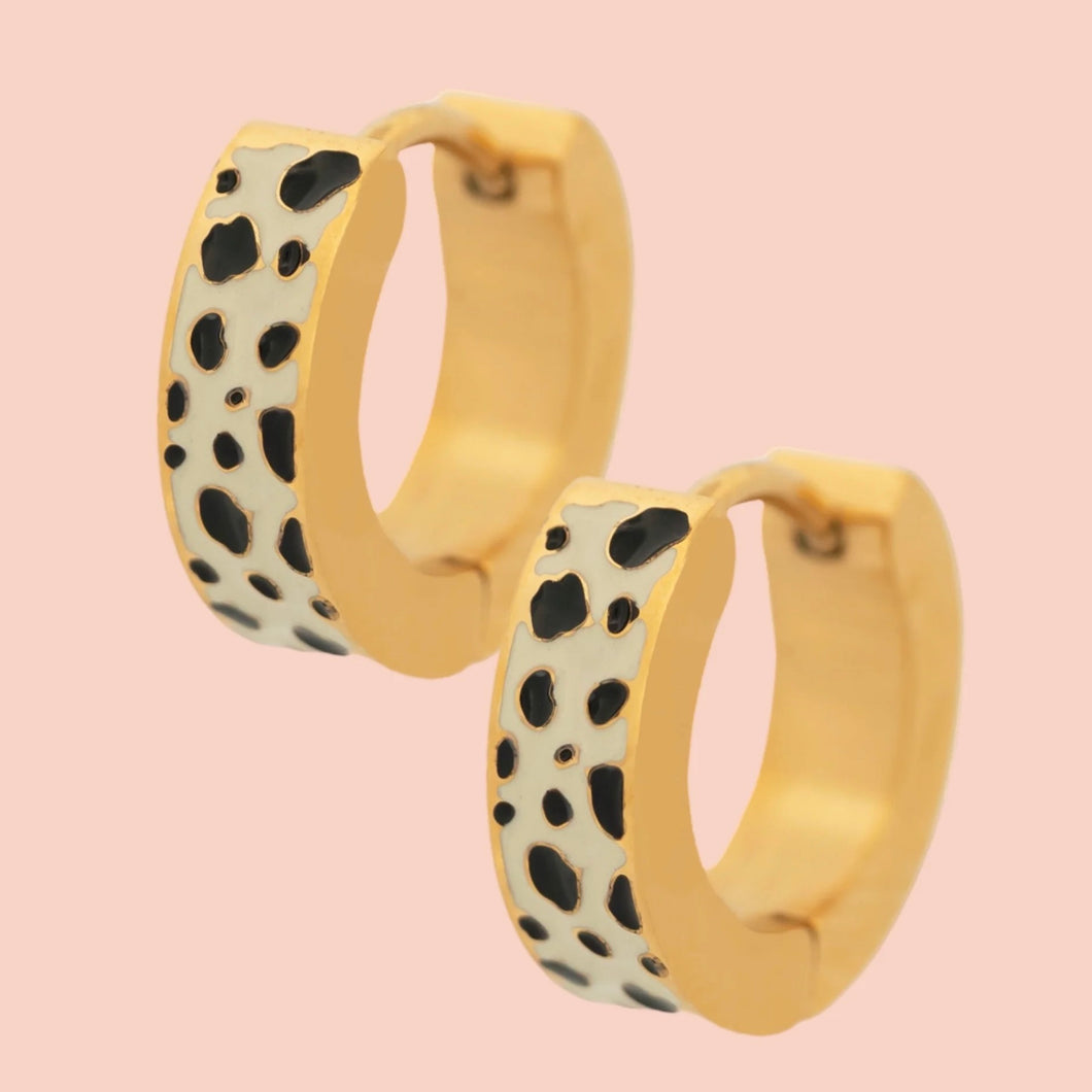 leopard chunky huggie earrings