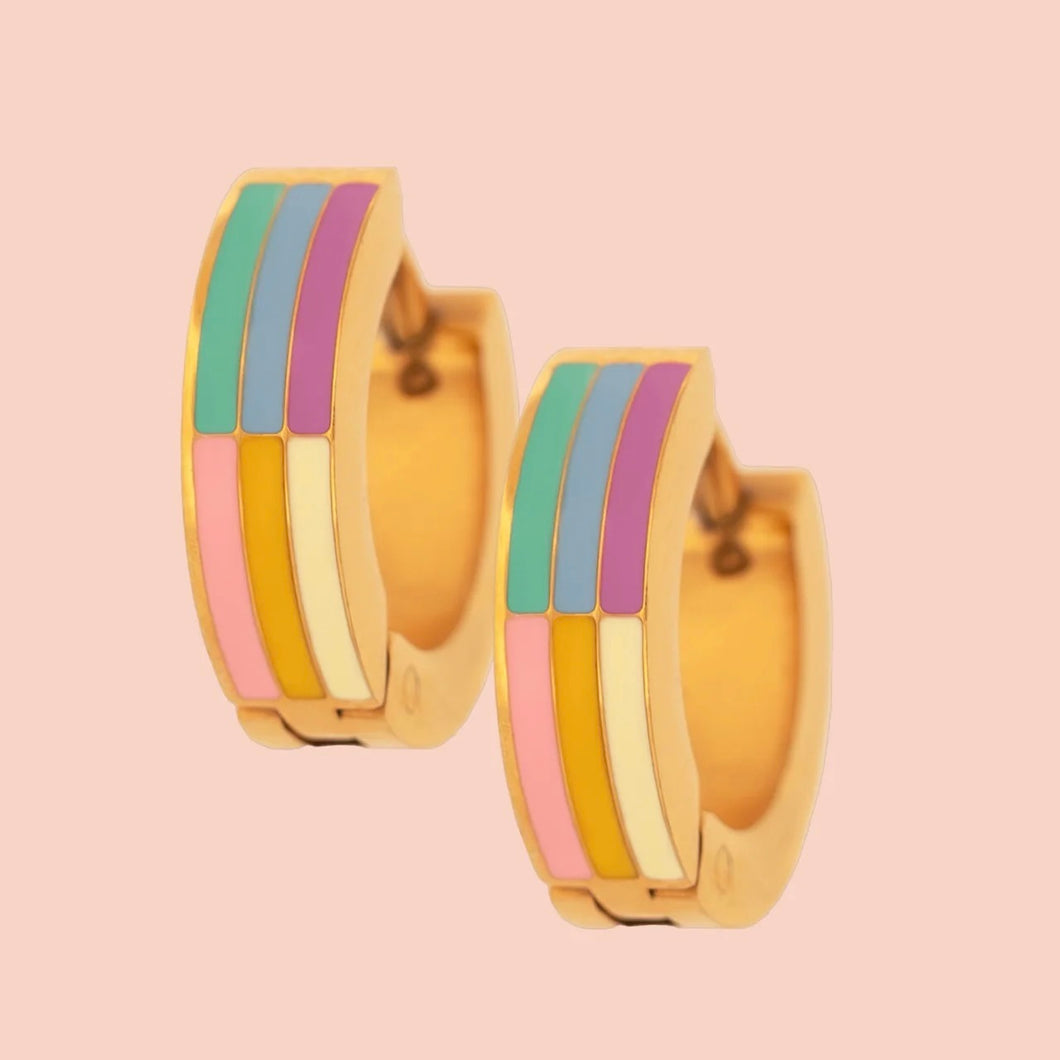 rainbow chunky huggie earrings