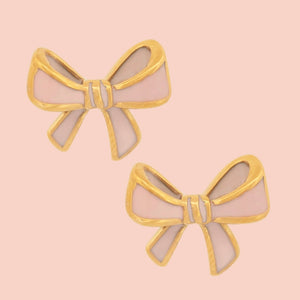 blush bow earrings