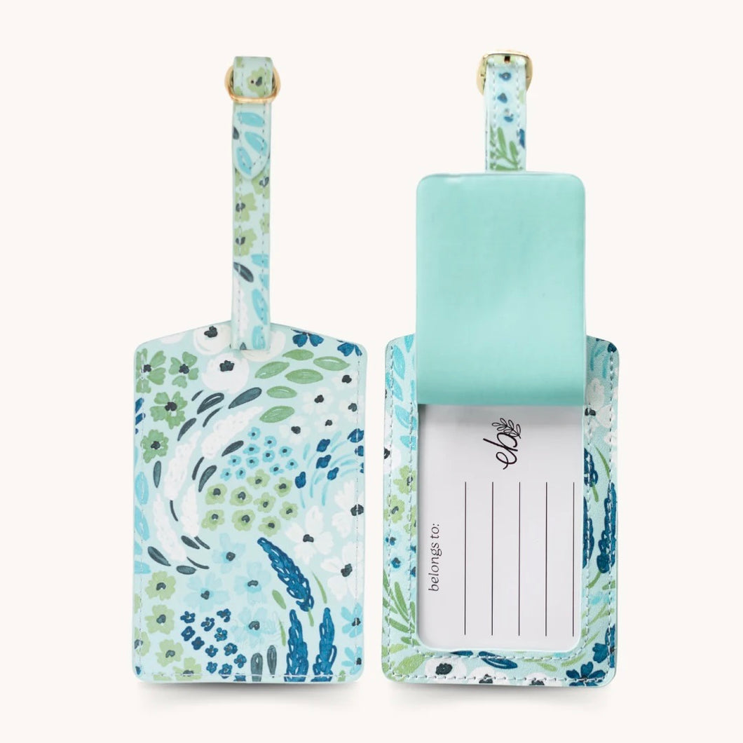 waterfall floral luggage tag