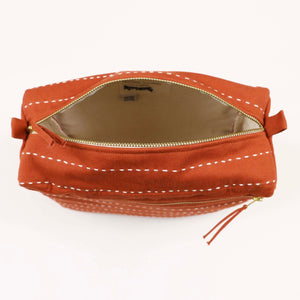 rust large pin stitch toiletry bag