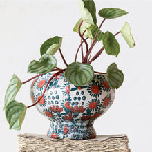 Load image into Gallery viewer, 7.75&quot; printed terra-cotta footed planter
