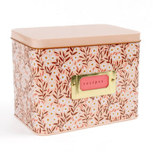 Load image into Gallery viewer, pink daisy tin recipe box
