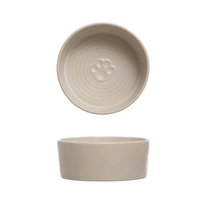 white stoneware pet bowl