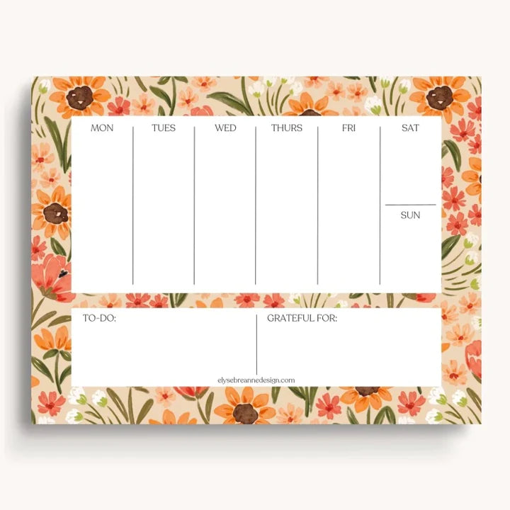 sunny poppies weekly planner notepad
